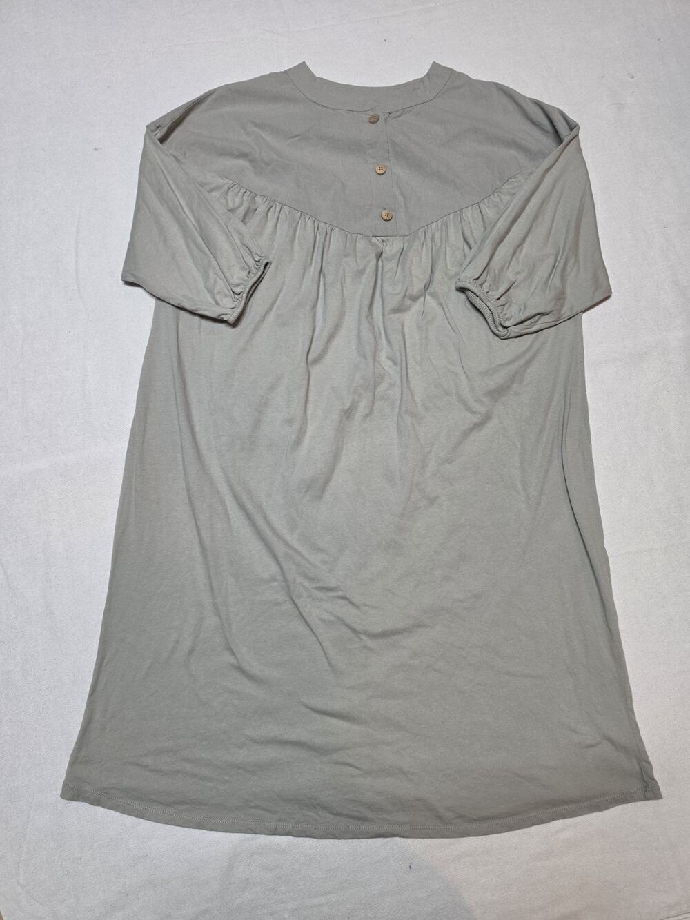 ZARA Women’s XS Sage Green Babydoll Mini Dress 3/4 Sleeve Button Boho Tunic